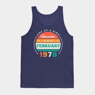 Retro Awesome Since February 1978 Birthday Vintage Bday 1978 Tank Top